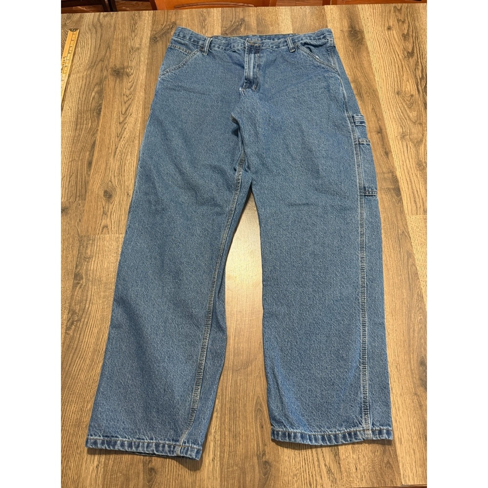 Full Blue Jeans Men's Size 34 Blue Denim Carpenter Mid Rise Straight Pockets